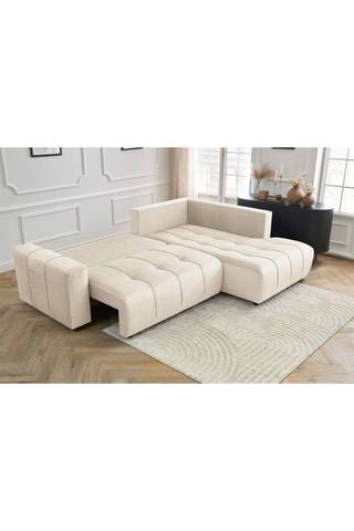 Canapé d'angle droit convertible Arsene - Beige - Couchage 135 x 204 cm