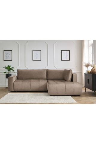 Canapé d'angle droit convertible Arsene - Taupe - Couchage 135 x 204 cm