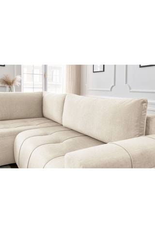 Canapé d'angle gauche convertible Arsene - Beige - Couchage 135 x 204 cm