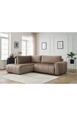 Canapé d'angle gauche convertible Arsene - Taupe - Couchage 135 x 204 cm