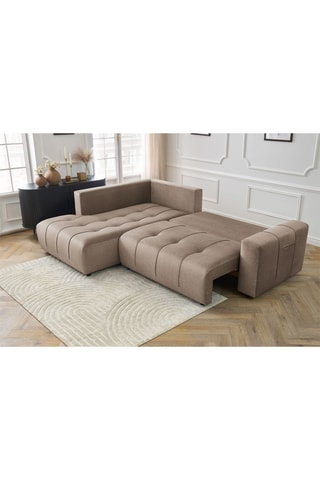 Canapé d'angle gauche convertible Arsene - Taupe - Couchage 135 x 204 cm