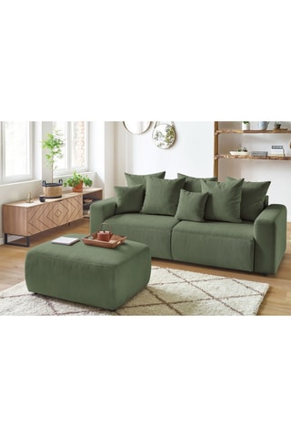 Canapé convertible et pouf Envy - Vert - Couchage 152 x 190 cm