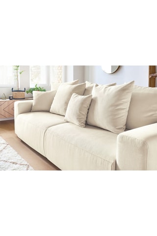 Canapé convertible et pouf Envy - Crème - Couchage 152 x 190 cm