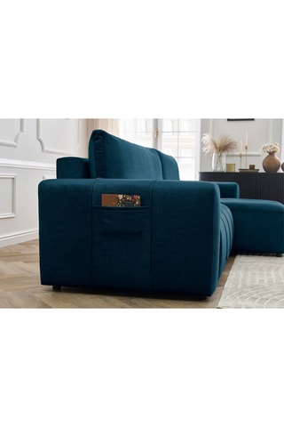 Canapé d'angle droit réversible convertible Arsène - Bleu - Couchage 232 x 135 cm