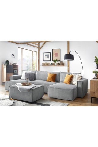 Pouf pour canapé modulable Nihad - Gris clair