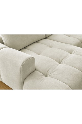 Canapé d'angle gauche panoramique convertible Fugi - Beige - 5 places - Tissu toucher lisse - Couchage 324 x 135 cm