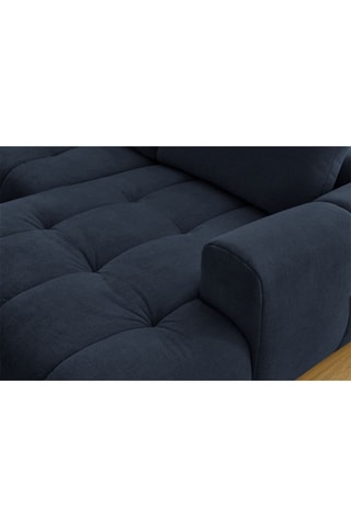 Canapé d'angle droit panoramique convertible Fugi - Bleu foncé - 5 places - Tissu toucher lisse - Couchage 324 x 135 cm