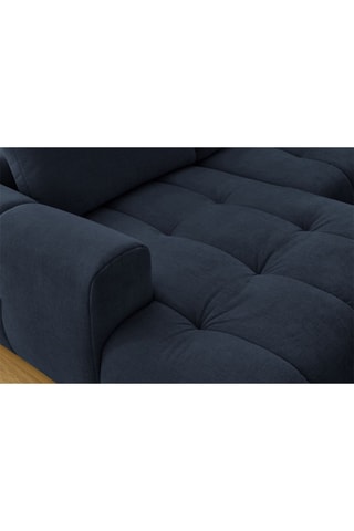 Canapé d'angle gauche panoramique convertible Fugi - Bleu foncé - 5 places - Tissu toucher lisse - Couchage 324 x 135 cm