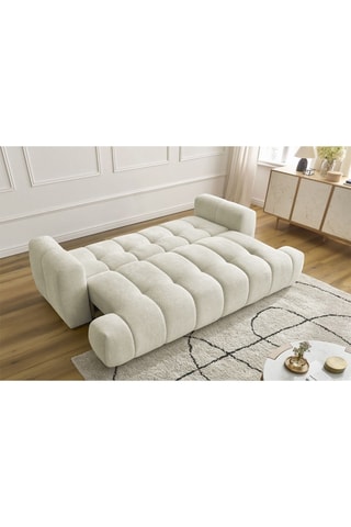 Canapé droit convertible Fuji - Beige - 3 places - Tissu lisse - Couchage 154 x 192 cm