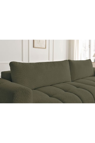 Canapé d'angle droit convertible Fuji - Vert - 3 places - Tissu bouclette - Couchage 154 x 228 cm