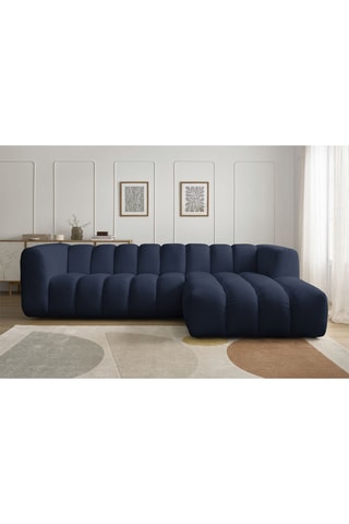 Canapé d’angle droit Talia - Bleu foncé - 3 places - En tissu chiné
