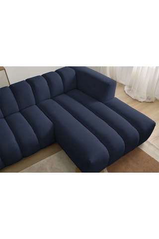 Canapé d’angle droit Talia - Bleu foncé - 3 places - En tissu chiné