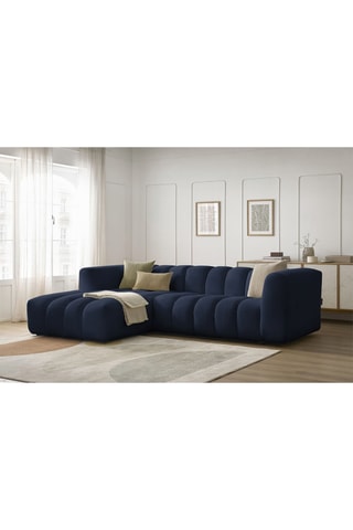 Canapé d’angle gauche Talia - Bleu foncé - 3 places - En tissu chiné