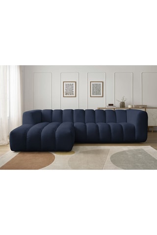 Canapé d’angle gauche Talia - Bleu foncé - 3 places - En tissu chiné