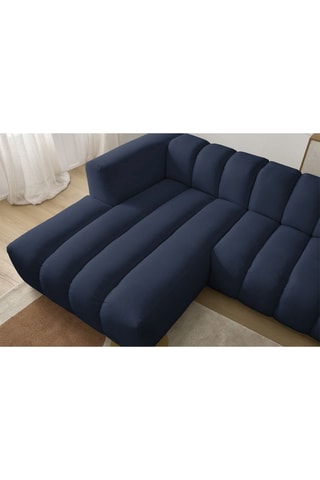 Canapé d’angle gauche Talia - Bleu foncé - 3 places - En tissu chiné