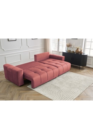 Canapé d'angle réversible convertible Arsène - Orange - 3 places - En tissu velours - Couchage 232 x 135 cm