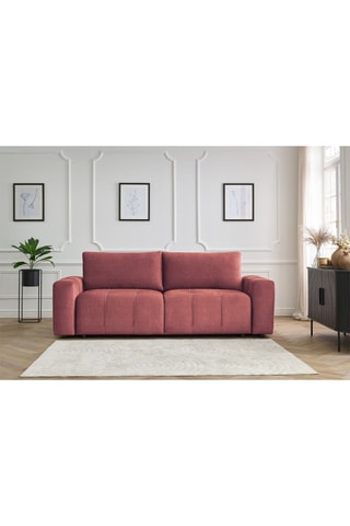 Canapé droit convertible Arsène - Orange - 3 places - En tissu velours - Couchage 155 x 190 cm