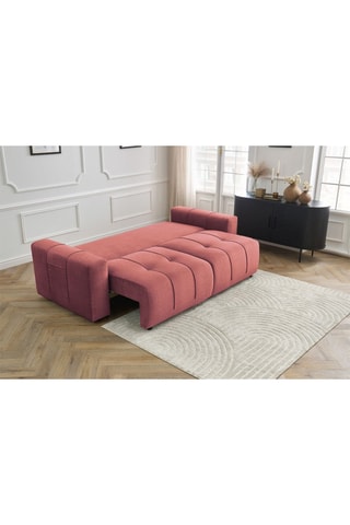 Canapé droit convertible Arsène - Orange - 3 places - En tissu velours - Couchage 155 x 190 cm