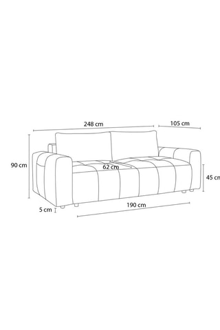Canapé droit convertible Arsène - Orange - 3 places - En tissu velours - Couchage 155 x 190 cm