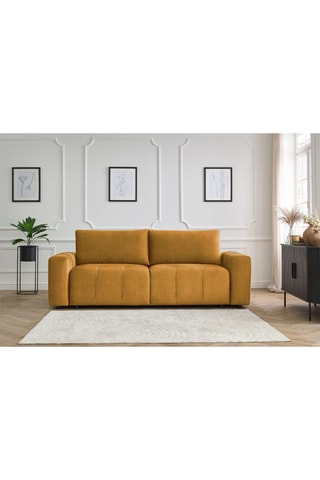 Canapé droit convertible Arsène - Jaune - 3 places - En tissu velours