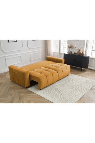 Canapé droit convertible Arsène - Jaune - 3 places - En tissu velours