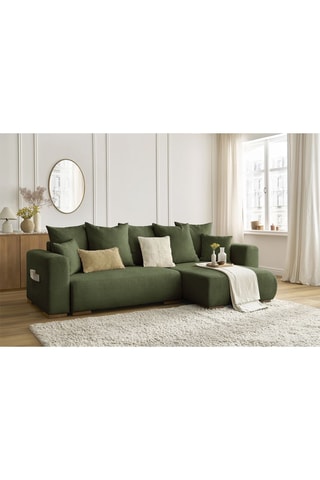 Canapé d'angle réversible convertible Sidonie - Vert - Couchage 231 x 133 cm