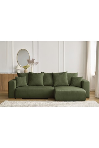 Canapé d'angle réversible convertible Sidonie - Vert - Couchage 231 x 133 cm