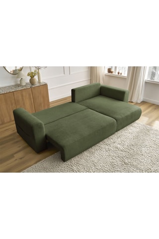 Canapé d'angle réversible convertible Sidonie - Vert - Couchage 231 x 133 cm