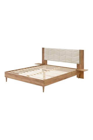 Lit Léona - Beige et imitation bois