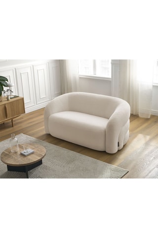 Canapé Elina - Beige - 2 places - En tissu bouclette