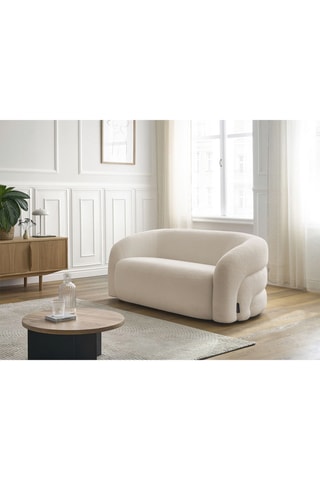 Canapé Elina - Beige - 2 places - En tissu bouclette