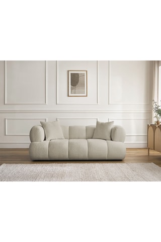 Canapé Pamira - Beige - 2 places - En tissu bouclette
