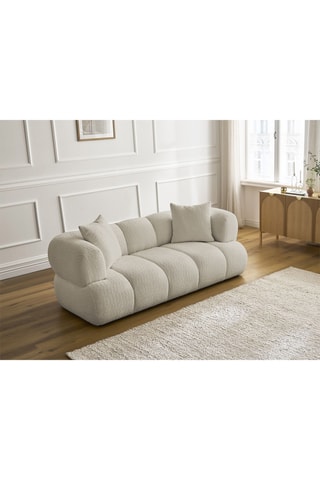 Canapé Pamira - Beige - 2 places - En tissu bouclette