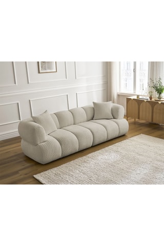 Canapé Pamira - Beige - 3 places - En tissu bouclette