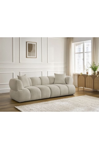 Canapé Pamira - Beige - 3 places - En tissu bouclette