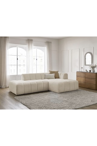 Canapé d’angle modulable Annecy - Beige - 3 places - En tissu bouclette