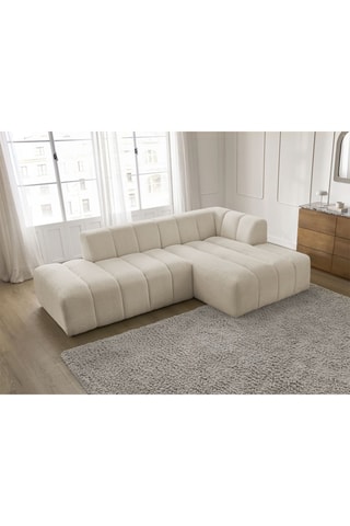 Canapé d’angle modulable Annecy - Beige - 3 places - En tissu bouclette