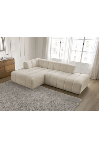 Canapé d’angle modulable Annecy - Beige - 3 places - En tissu bouclette