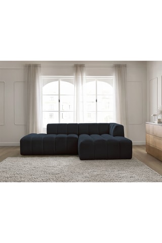 Canapé d’angle modulable Annecy - Bleu foncé - 3 places - En tissu bouclette