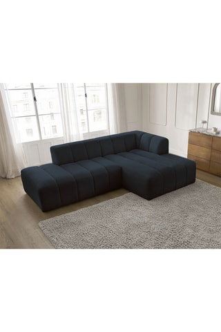 Canapé d’angle modulable Annecy - Bleu foncé - 3 places - En tissu bouclette