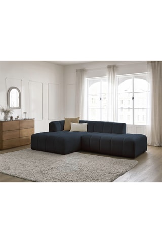 Canapé d’angle modulable Annecy - Bleu foncé - 3 places - En tissu bouclette