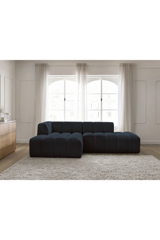 Canapé d’angle modulable Annecy - Bleu foncé - 3 places - En tissu bouclette