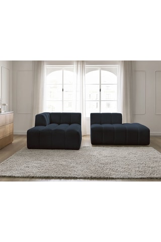 Canapé d’angle modulable Annecy - Bleu foncé - 3 places - En tissu bouclette