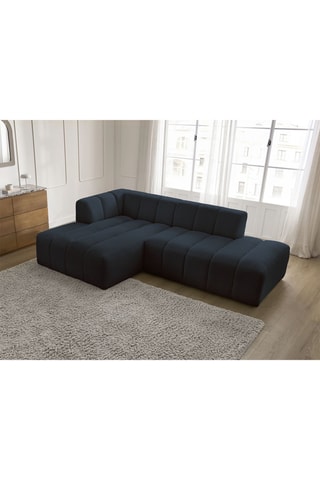 Canapé d’angle modulable Annecy - Bleu foncé - 3 places - En tissu bouclette