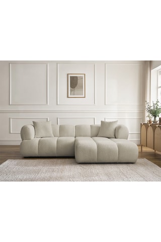 Canapé d’angle droit Pamira - Beige - 4 places - En tissu bouclette