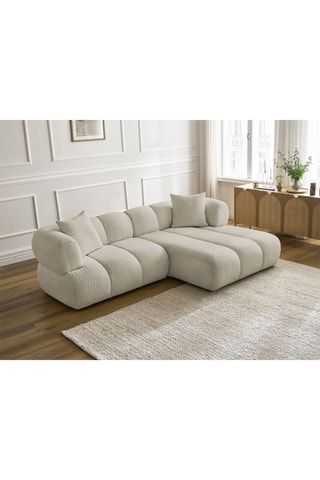 Canapé d’angle droit Pamira - Beige - 4 places - En tissu bouclette