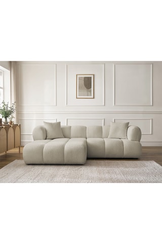 Canapé d’angle gauche Pamira - Beige - 4 places - En tissu bouclette