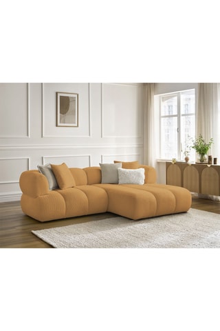 Canapé d'angle droit Pamira - Jaune - 4 places - En polyester