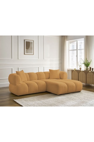Canapé d'angle droit Pamira - Jaune - 4 places - En polyester