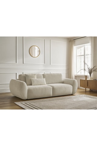 Canapé convertible Denise - Beige - 3 places - En tissu texturé
